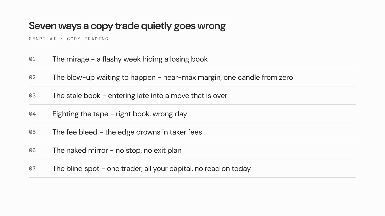 Seven ways a copy trade quietly goes wrong